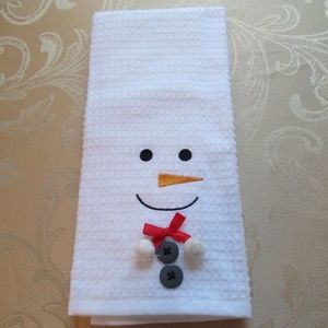 Casaba Home White Snowman Kitchen towel